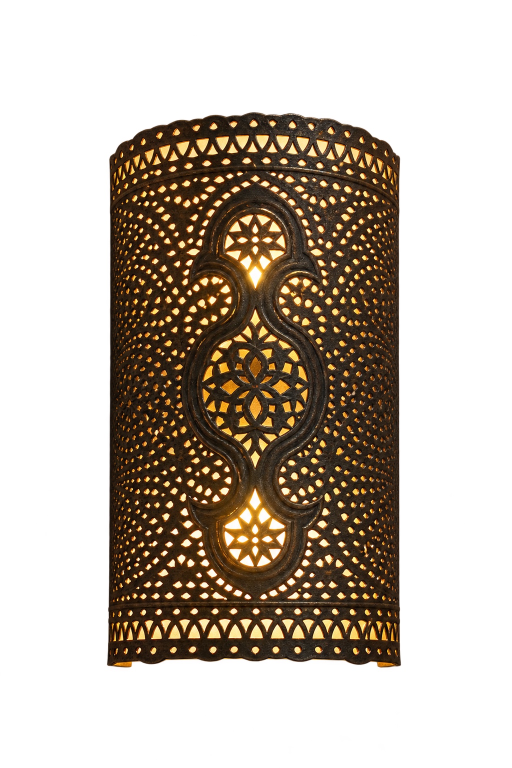 Pierced metal wall light