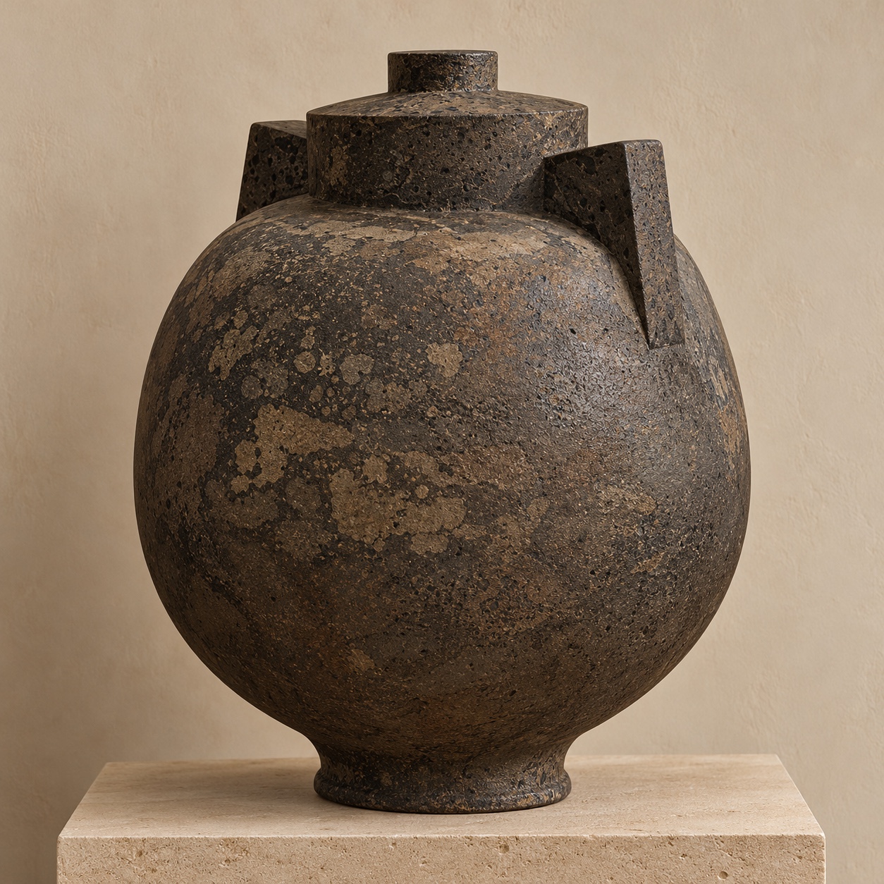 Dark sculptural vessel