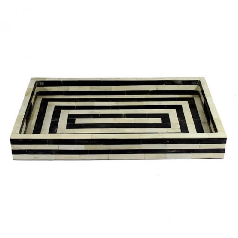 Black and ivory geometric tray